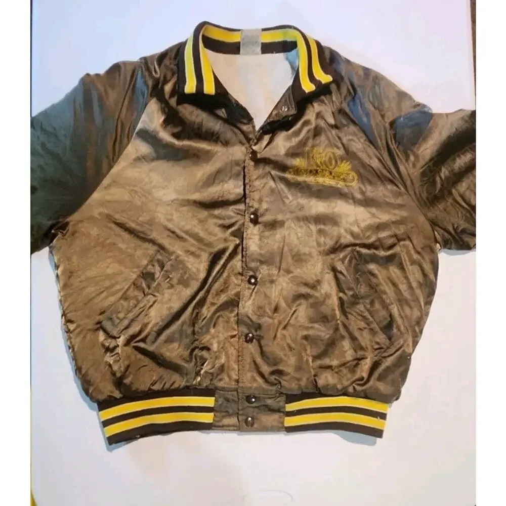 Rare Vintage K&O Steam Gas Engine Satin Jacket 80s Large Brown